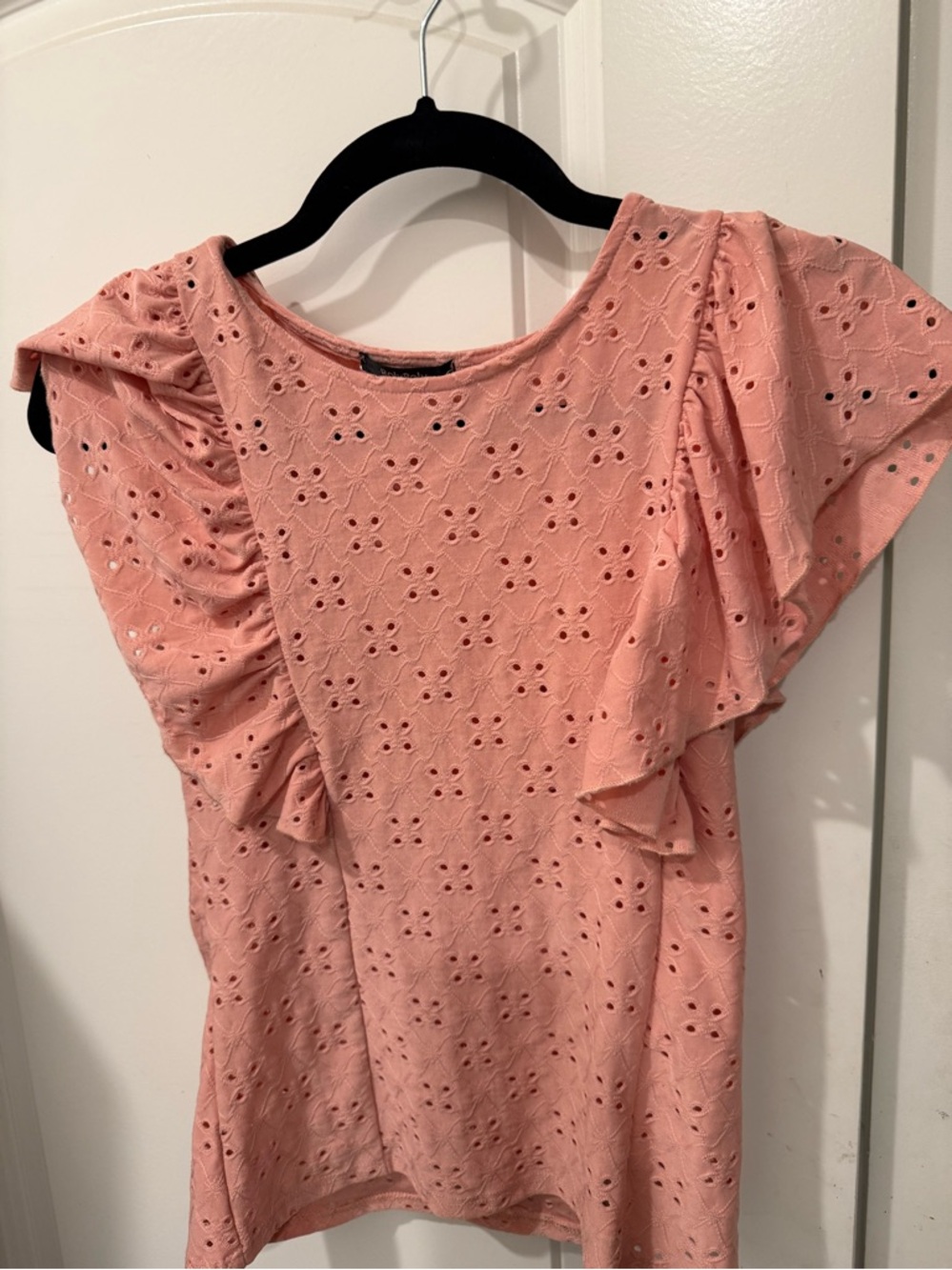 Women’s Eyelet Ruffle Tunic Top - Pink